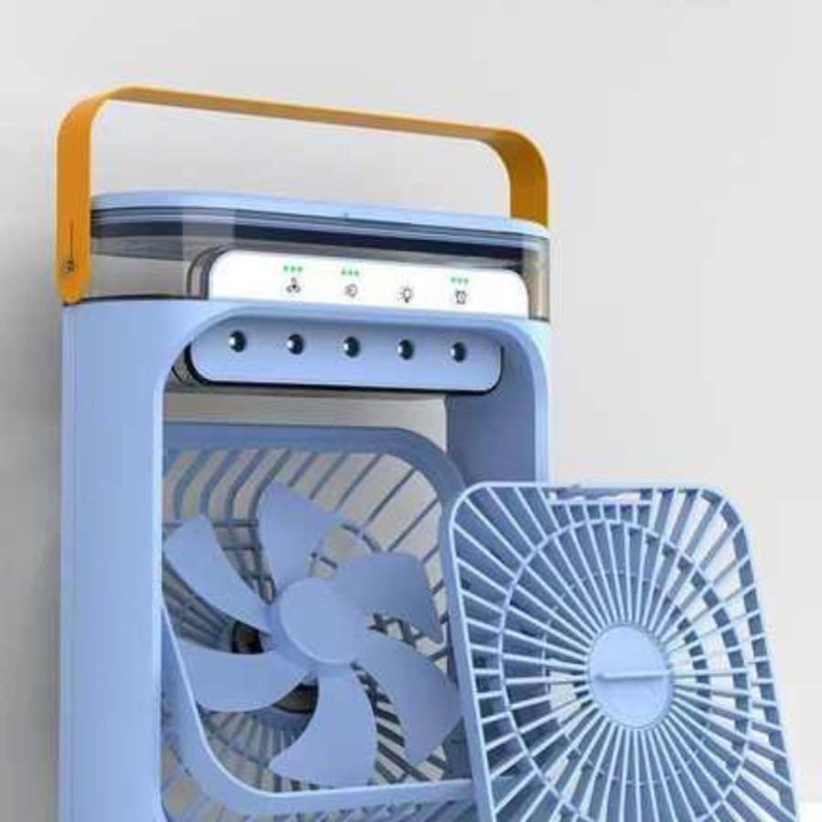 3-in-1 Portable AC Fan & Humidifier – USB Powered, Low Noise, LED Light