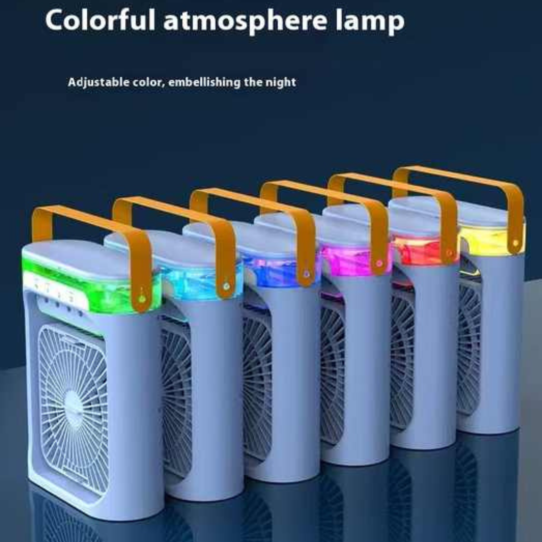 3-in-1 Portable AC Fan & Humidifier – USB Powered, Low Noise, LED Light
