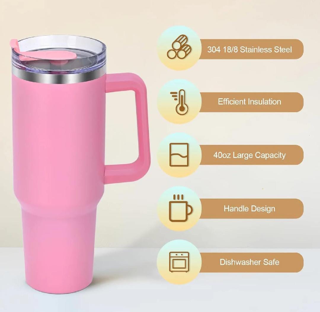 3-Piece Insulated Tumbler Set with Handle & Straw